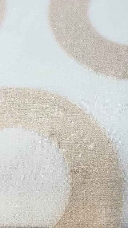 Circle Embroidery Geometric Linen Fabric by the Yard | 54"Width | CL1139