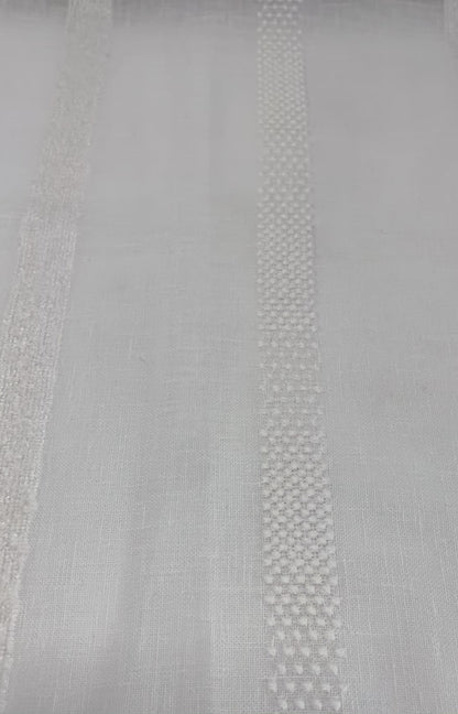 Dot and Texture Stripe Embroidery Blend Sheer Linen Flat Roman Shade, CL1118