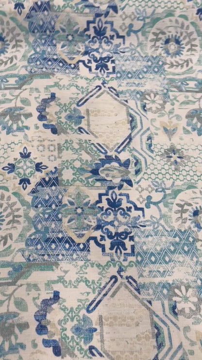 Mosaic Geometric Contemporary Linen Custom Roman Shade, CL1036