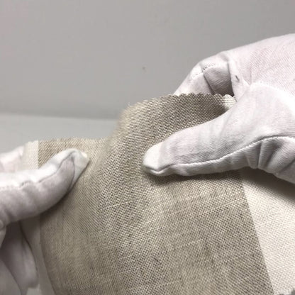 Beige & White 100% Linen Wide Stripe Flat Roman Shade, CL1026
