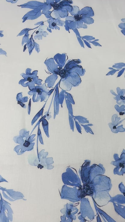 Ripples of bloom floral Handkerchief Light Weight 100% Linen Fabric By The Yard, 57"Width, CL1112