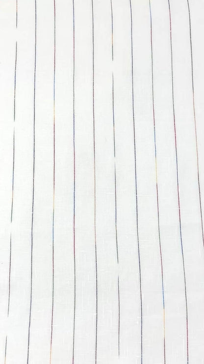 Thin Striped Multicolor 100% Natural Linen Fabric by the Yard, 53" Width, CL1043