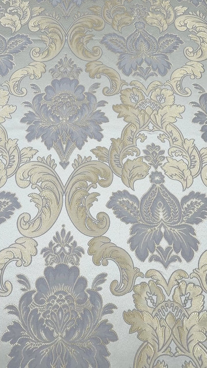 Luminous Floral Damask Jacquard Fabric Flat Roman Shade, CL1197