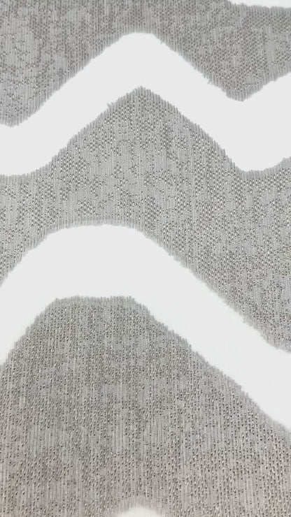 Modern Geometric Wave Faux linen Fabric By The Yard, 118"Width, CL1135
