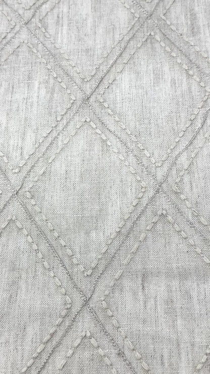 Embroidery Geometric Blend Linen Sheer Flat Roman Shade, CL1078