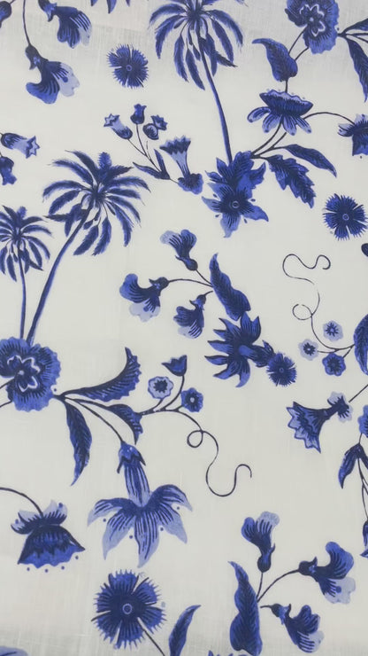 Blossom Flower Handkerchief Light Weight 100% Linen Fabric By The Yard, 57"Width, CL1111
