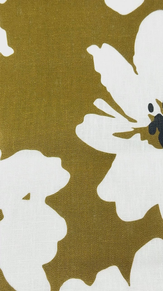 Mid-Century Modern Floral 100% Linen Fabric Flat Roman Shade | CL1175