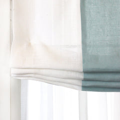 White & Mint Two-Tone Natural Linen Relaxed Roman Shade/CL1010