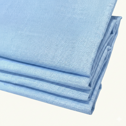 Light Baby Blue Natural Linen Flat Relaxed Roman Shade, Blackout Shade, CL1010