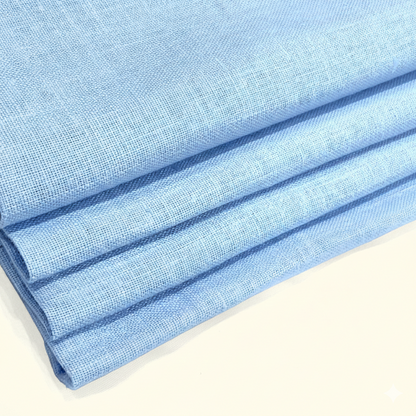Light Baby Blue Natural Linen Flat Relaxed Roman Shade, Blackout Shade, CL1010
