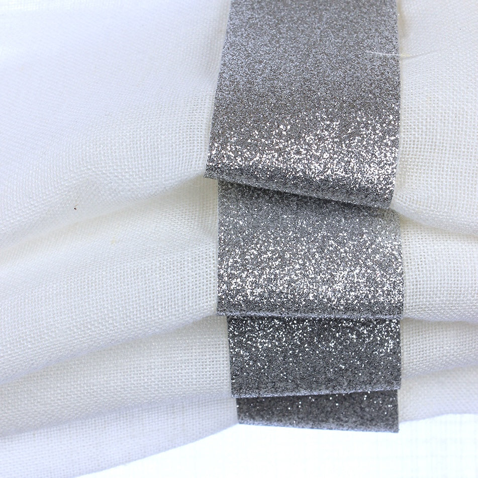 White Linen Roman Shade with Silver Glitter Trim, Blackout Option/CL1010 - Classic & Modern Home