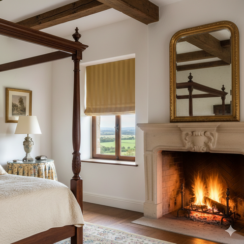 Two ToneGold Stripe Jacquard Flat Roman Shades/CL1190