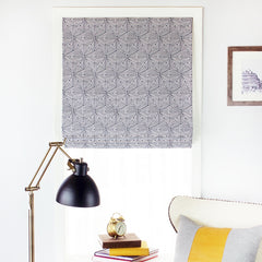 Blue/White Geometric Cubic Flat Roman Shade