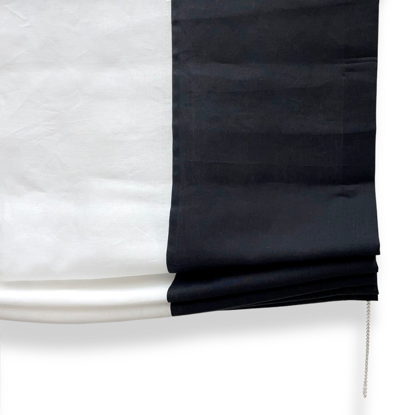 Black & White Two-Tone Natural Linen Relaxed Roman Shade/CL1010 - Classic & Modern Home