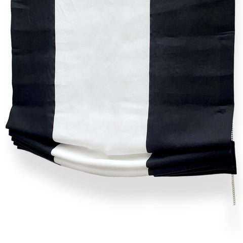 Black & White Two-Tone Natural Linen Relaxed Roman Shade / CL1010