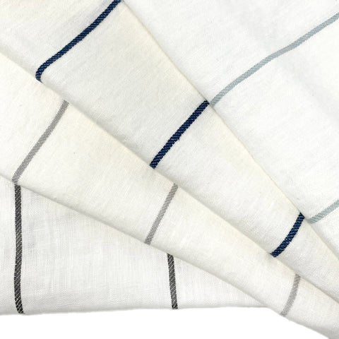 3/8" Narrow Stripe 100% Natural Linen Fabric By The Yard, Curtain, Drapery, Table Top, 57" Width/CL1102