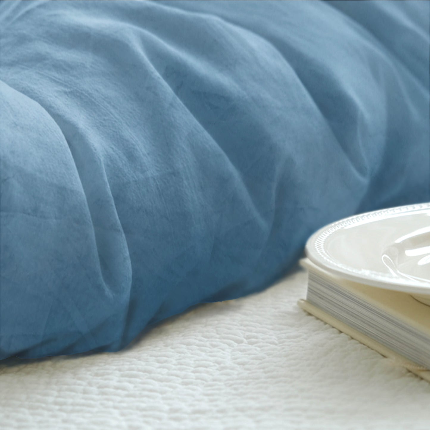 Blue Stonewashed Duvet Cover Set Organic 100% French Linen - Classic & Modern Home