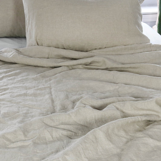 Natural Stonewashed Duvet Cover Set Organic 100% French Linen - Classic & Modern Home