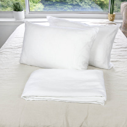 White Stonewashed Duvet Cover Set Organic 100% French Linen/CL1058 - Classic & Modern Home