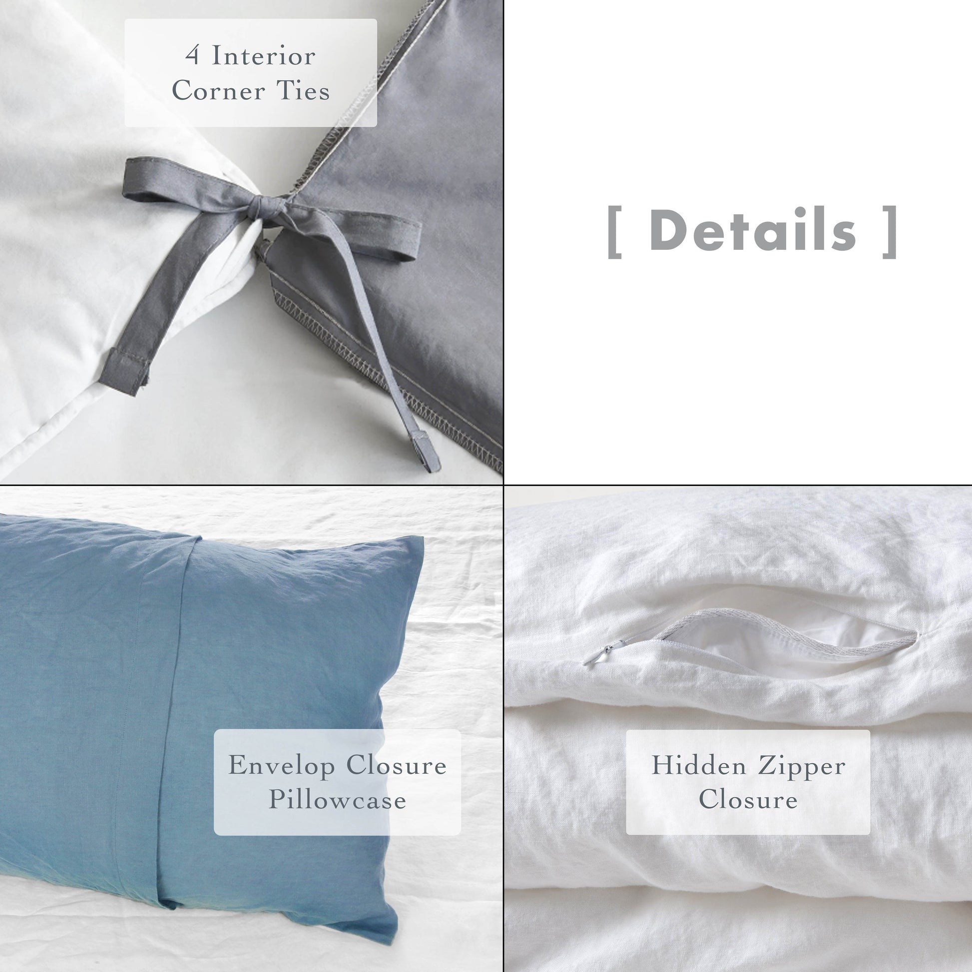 Blue Stonewashed Duvet Cover Set Organic 100% French Linen - Classic & Modern Home