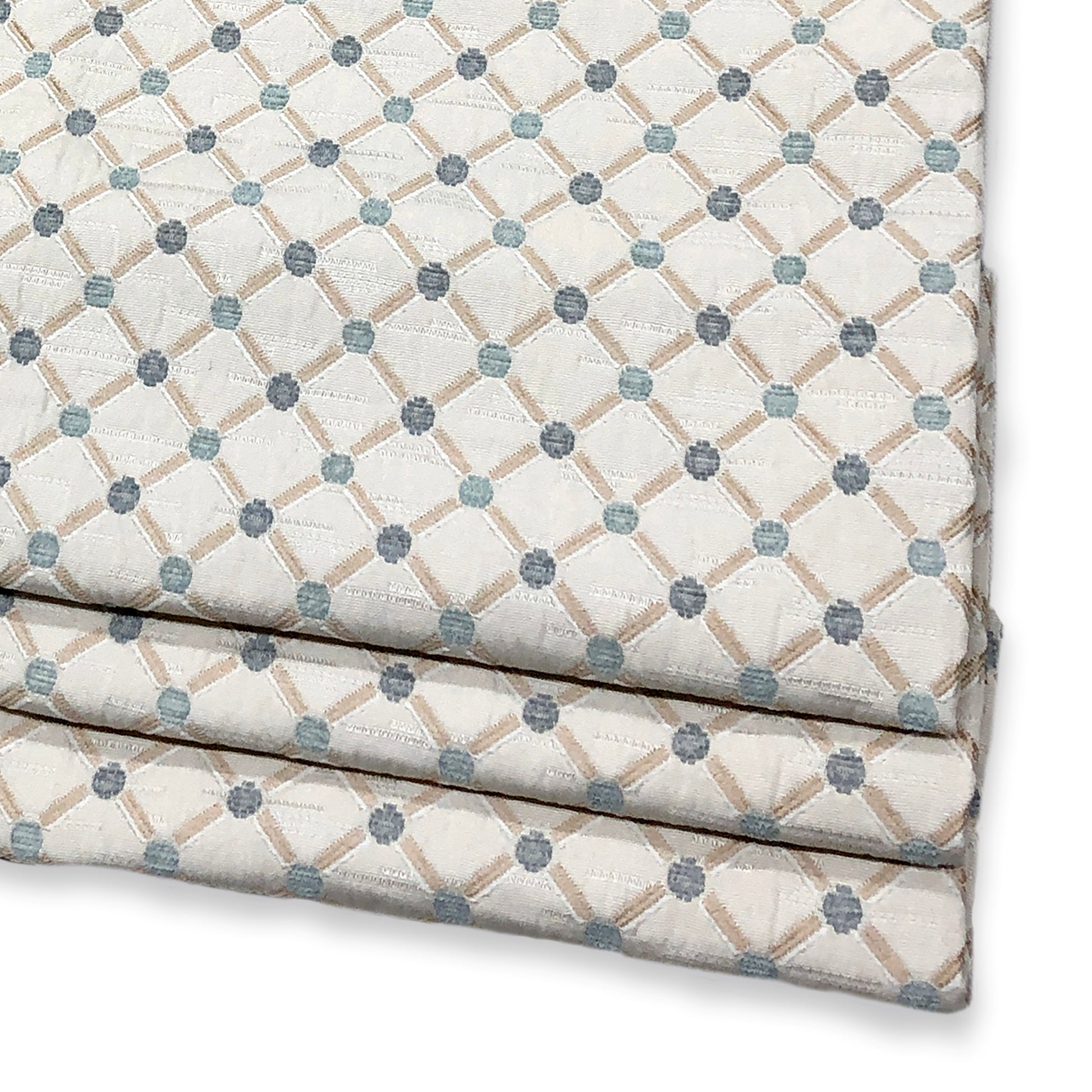 Blue Green Diamond Dot Damask Jacquard Flat Roman Shade/CL1187 - Classic & Modern Home
