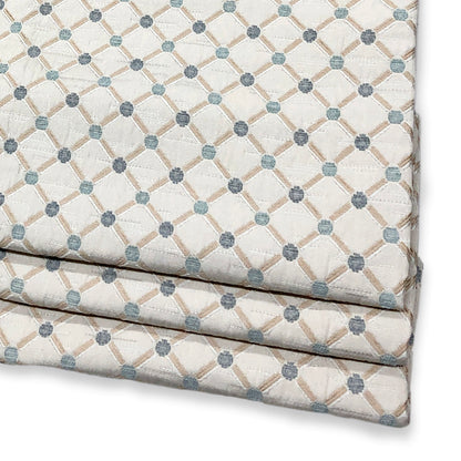 Blue Green Diamond Dot Damask Jacquard Flat Roman Shade/CL1187 - Classic & Modern Home