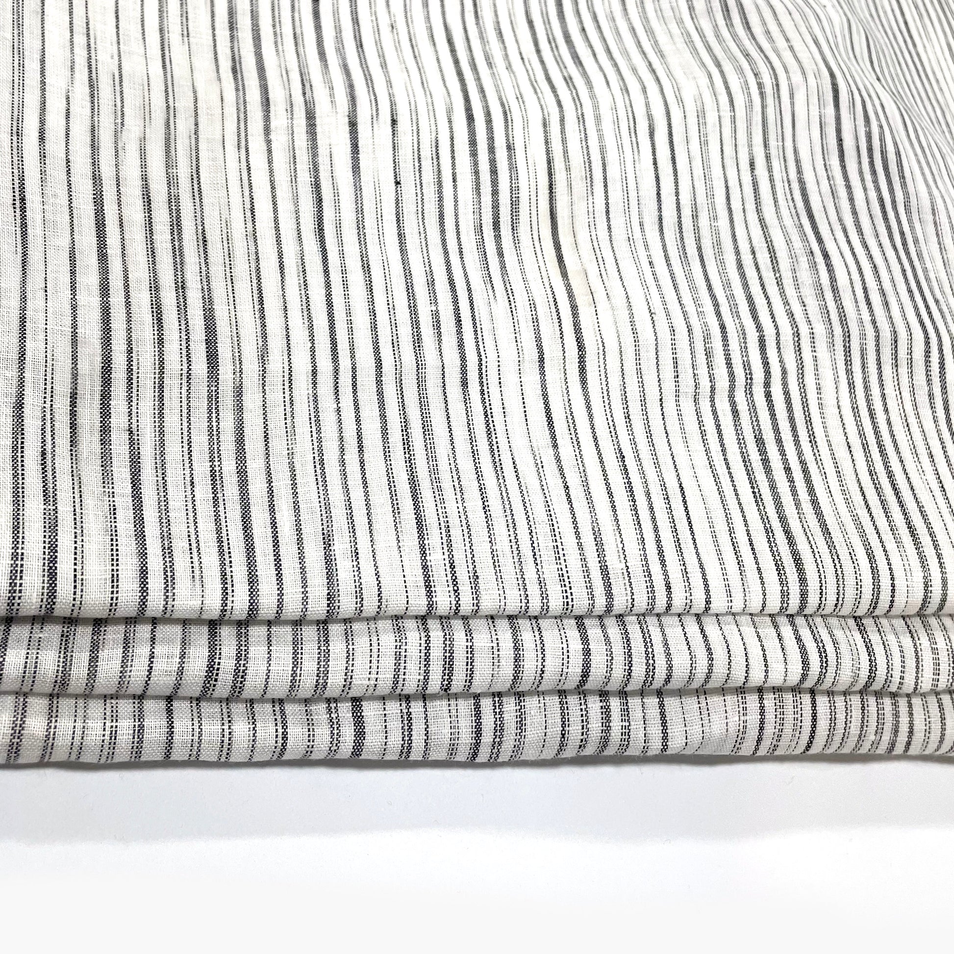 Narrow Irregular Stripe 100% Natural Linen Custom Made Flat Roman shade / CL1039 - Classic & Modern Home