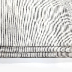 Farmhouse Modern Grey Stripe 100% Linen Custom Made Flat Roman shade/CL1039