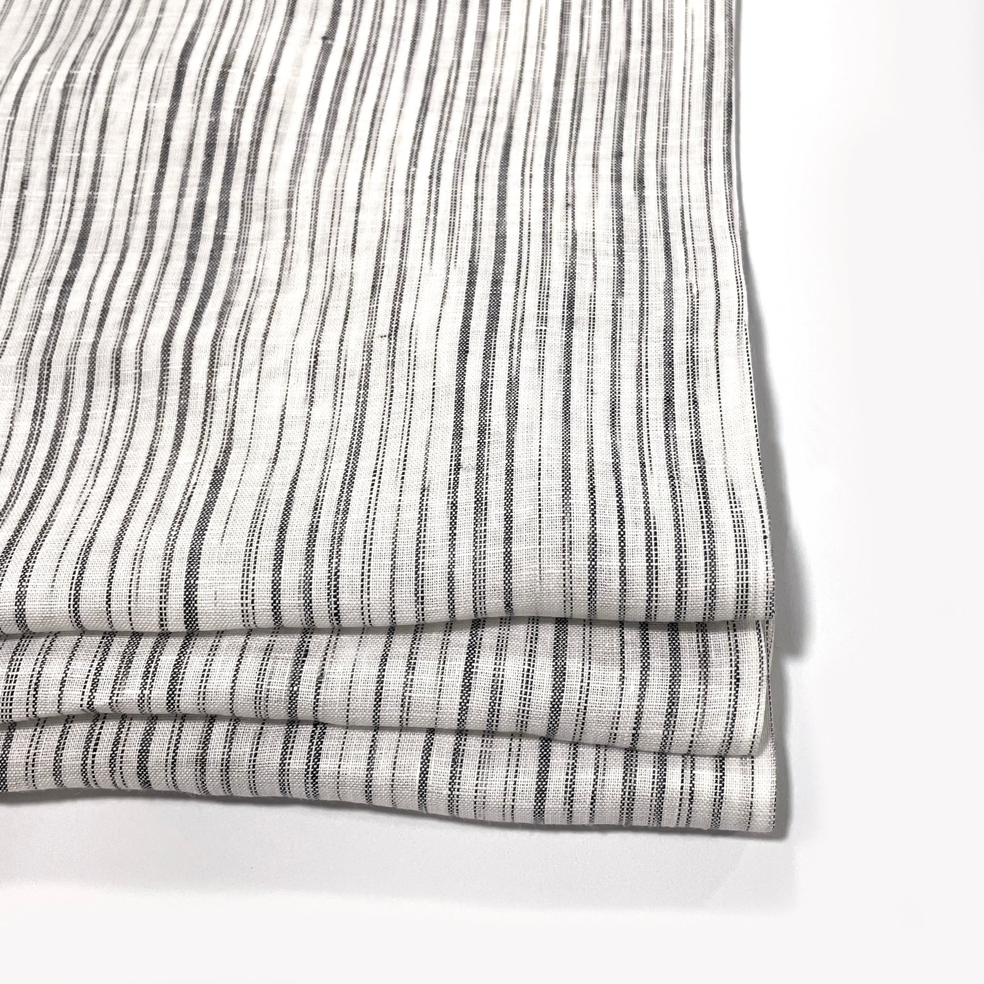 Narrow Irregular Stripe 100% Natural Linen Custom Made Flat Roman shade / CL1039 - Classic & Modern Home