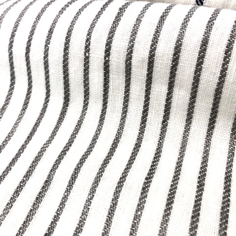 3/8" black & white Stripe 100% Natural Linen Fabric By The Yard, Curtain, Drapery, Table Top, 54" Width