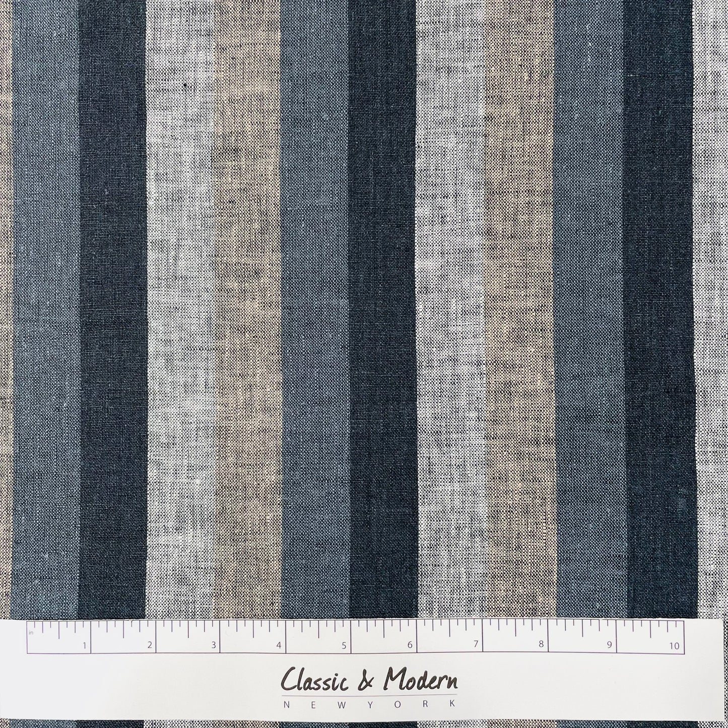 Dark Multi Colors Striped 100% Natural Linen Fabric by the Yard/53" Width/CL1042 - Classic & Modern Home