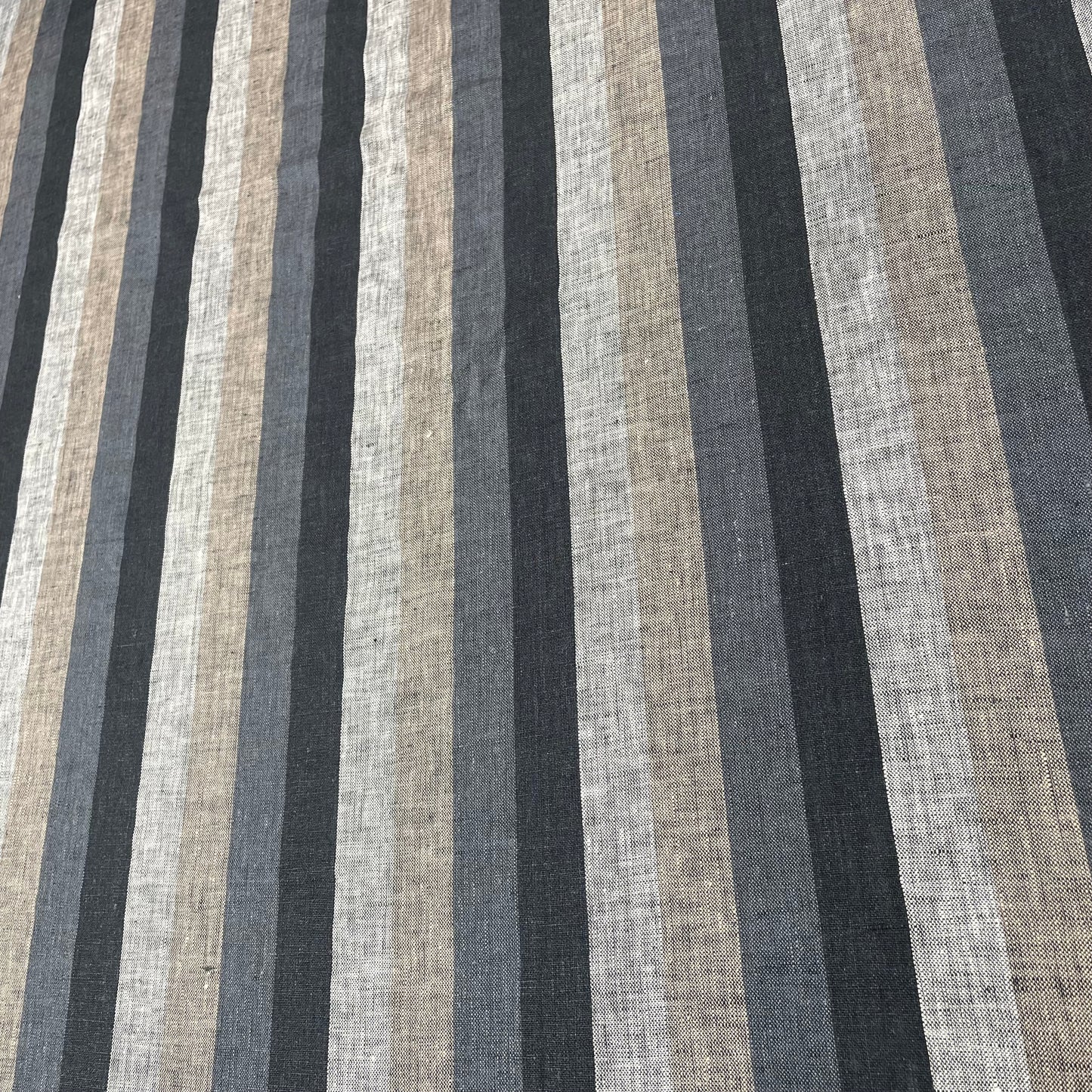 Dark Multi Colors Striped 100% Natural Linen Fabric by the Yard/53" Width/CL1042 - Classic & Modern Home