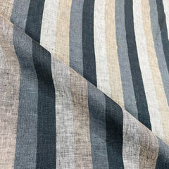Dark Striped Multi Colors 100% Natural Linen Flat Relaxed Casual Roman Shade/CL1042