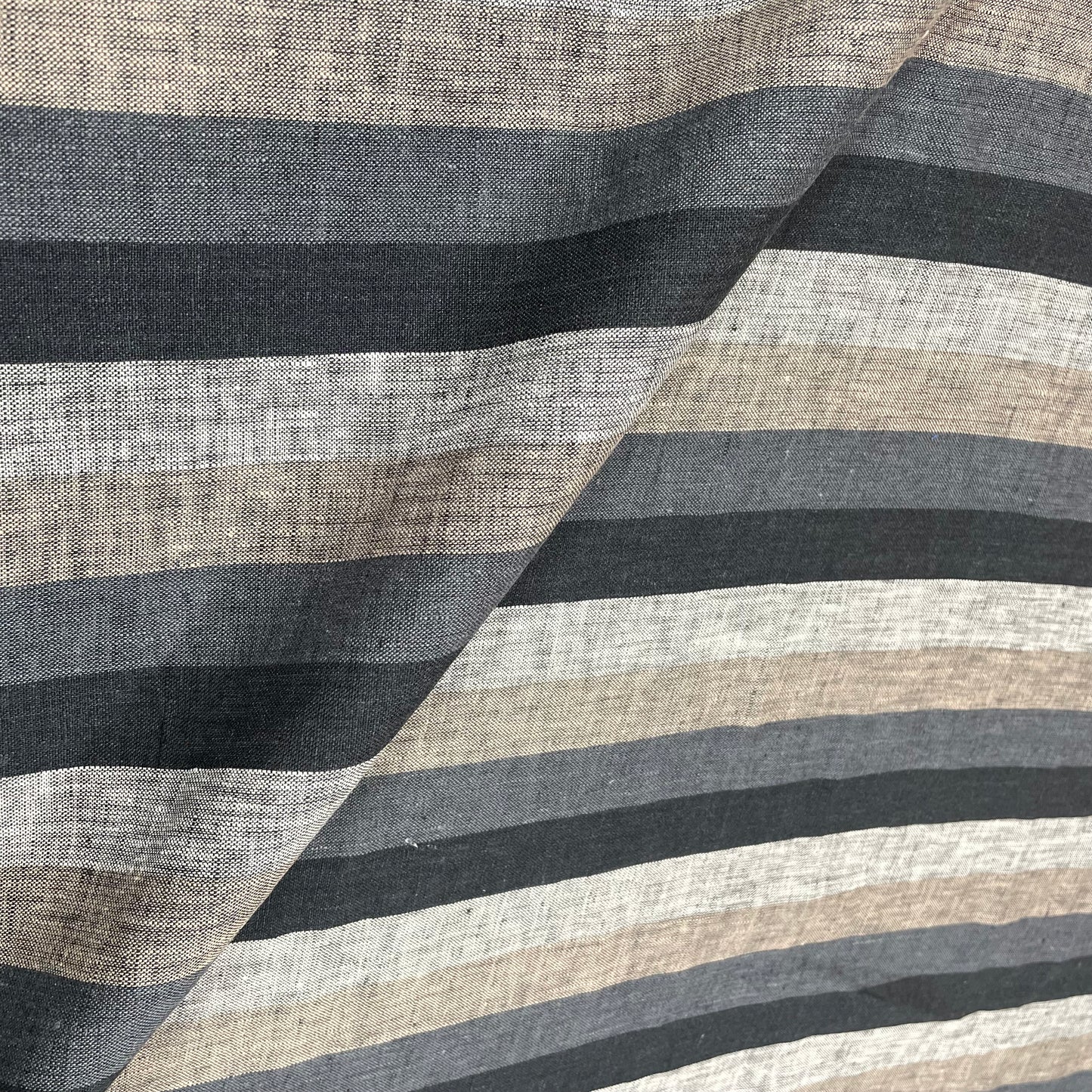 Dark Multi Colors Striped 100% Natural Linen Fabric by the Yard/53" Width/CL1042 - Classic & Modern Home