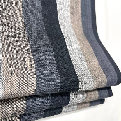 Dark Multi Colors Striped 100% Natural Linen contemporary Roman Shade/CL1042 - Classic & Modern Home