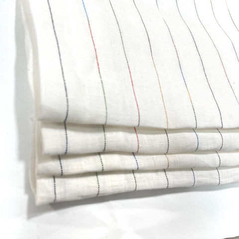 Grey & beige striped Off-white 100% Natural Linen Custom Made Flat Roman Shade