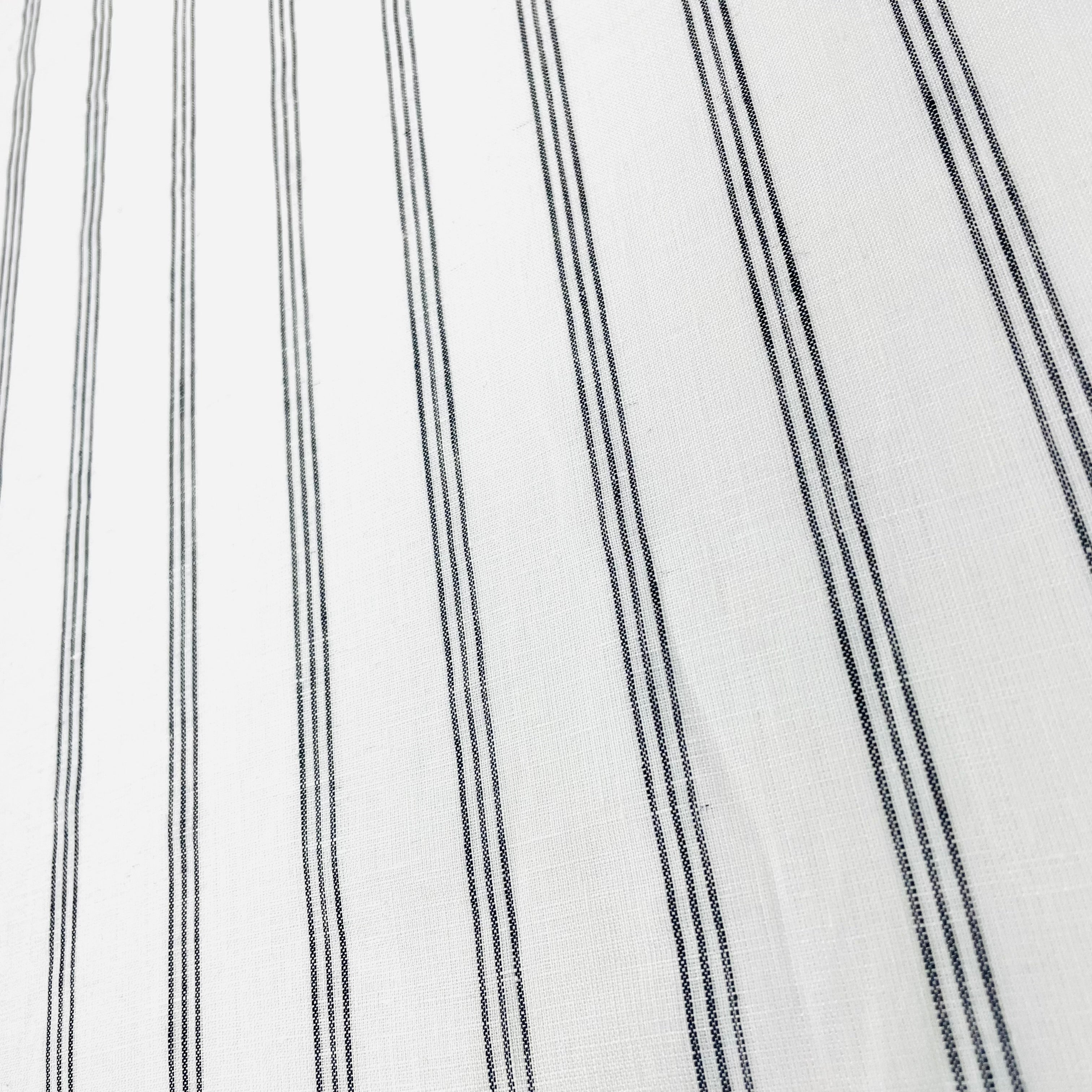 3 Thin Dark Grey Striped 100% Natural Linen Fabric By The Yard