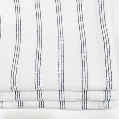 Dark Grey Thin Stripes 100% Natural Linen contemporary Flat Roman Shade/CL1044 - Classic & Modern Home
