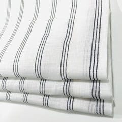 3 Thin Dark Grey Striped 100% Natural Linen Flat Casual Roman Shade