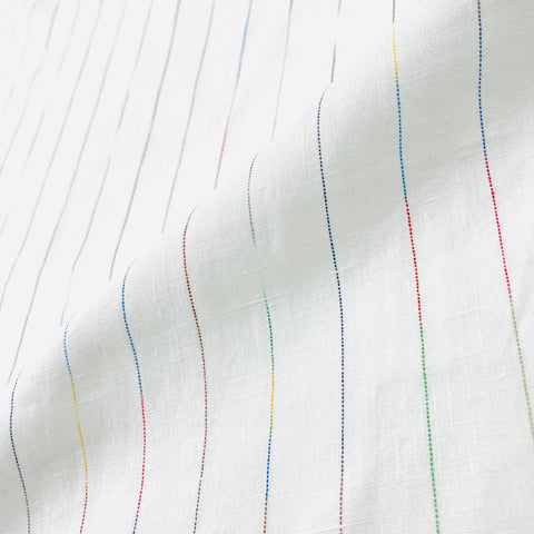 Thin Striped Multi Colors 100% Natural Linen Fabric By The Yard/CL1044