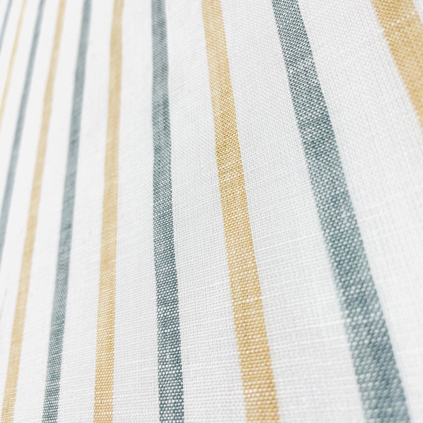Green Yellow Striped 100% Natural Linen Fabric by the Yard / 53" Width / CL1045 - Classic & Modern Home