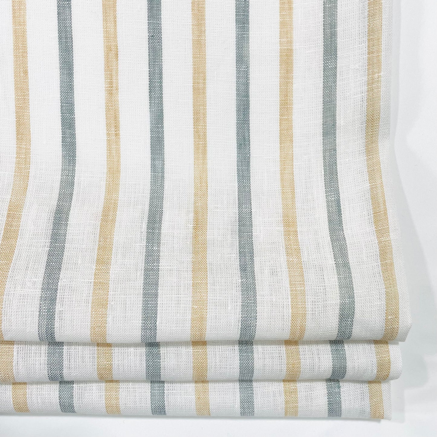 Green Yellow Striped 100% Natural Linen Flat roman Shade/CL1045 - Classic & Modern Home