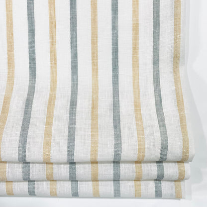Green Yellow Striped 100% Natural Linen Flat roman Shade/CL1045 - Classic & Modern Home