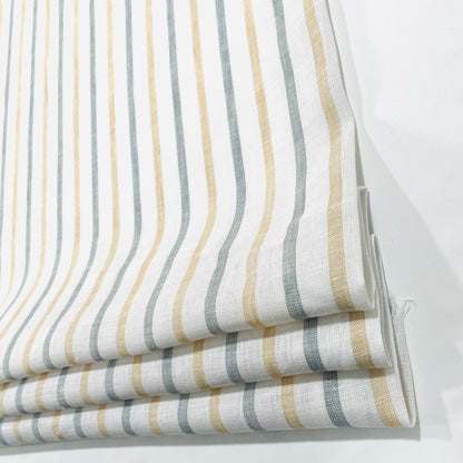 Green Yellow Striped 100% Natural Linen Flat roman Shade/CL1045 - Classic & Modern Home