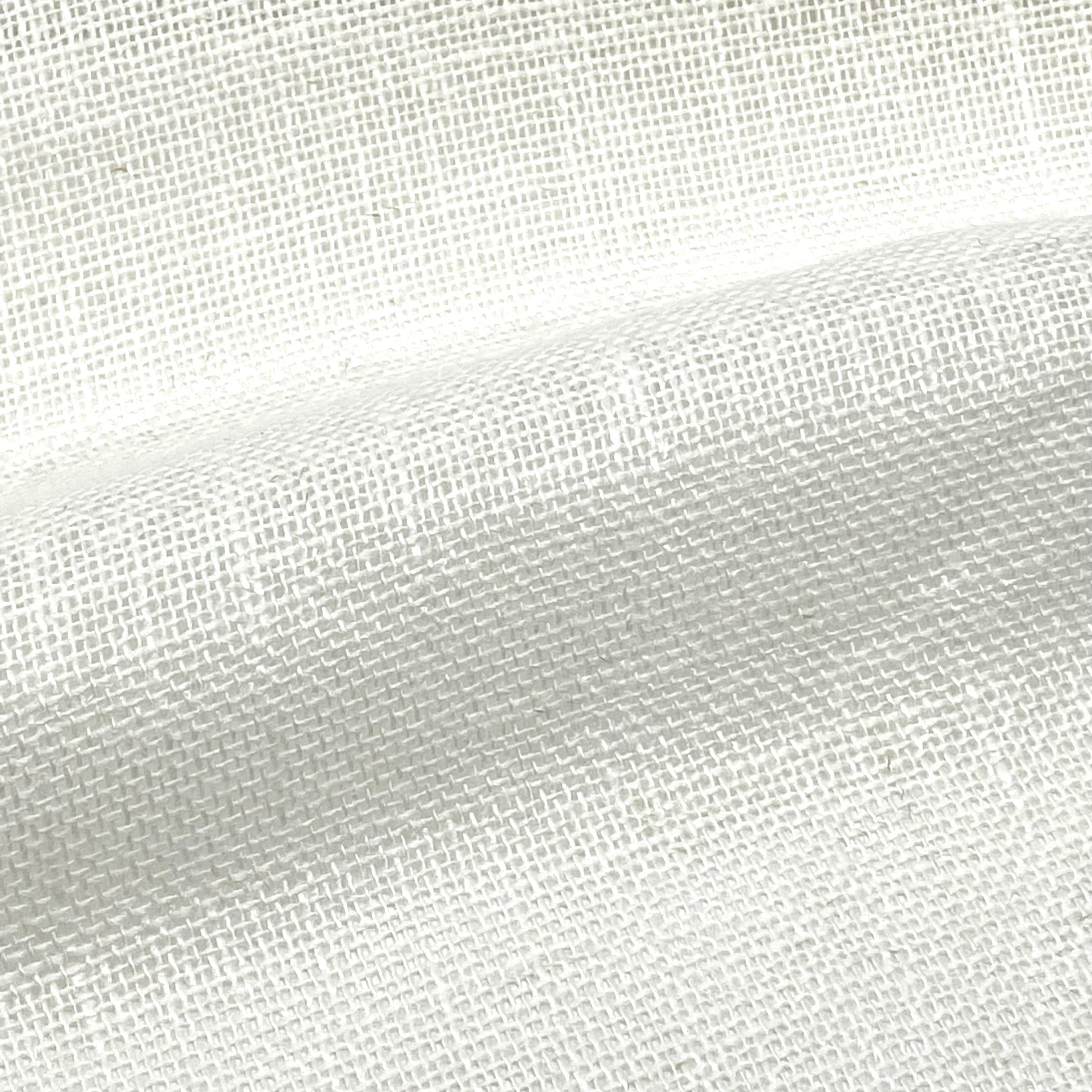 White & Ecru 100% Sheer Linen Fabric By The Yard, Curtain, Drapery
