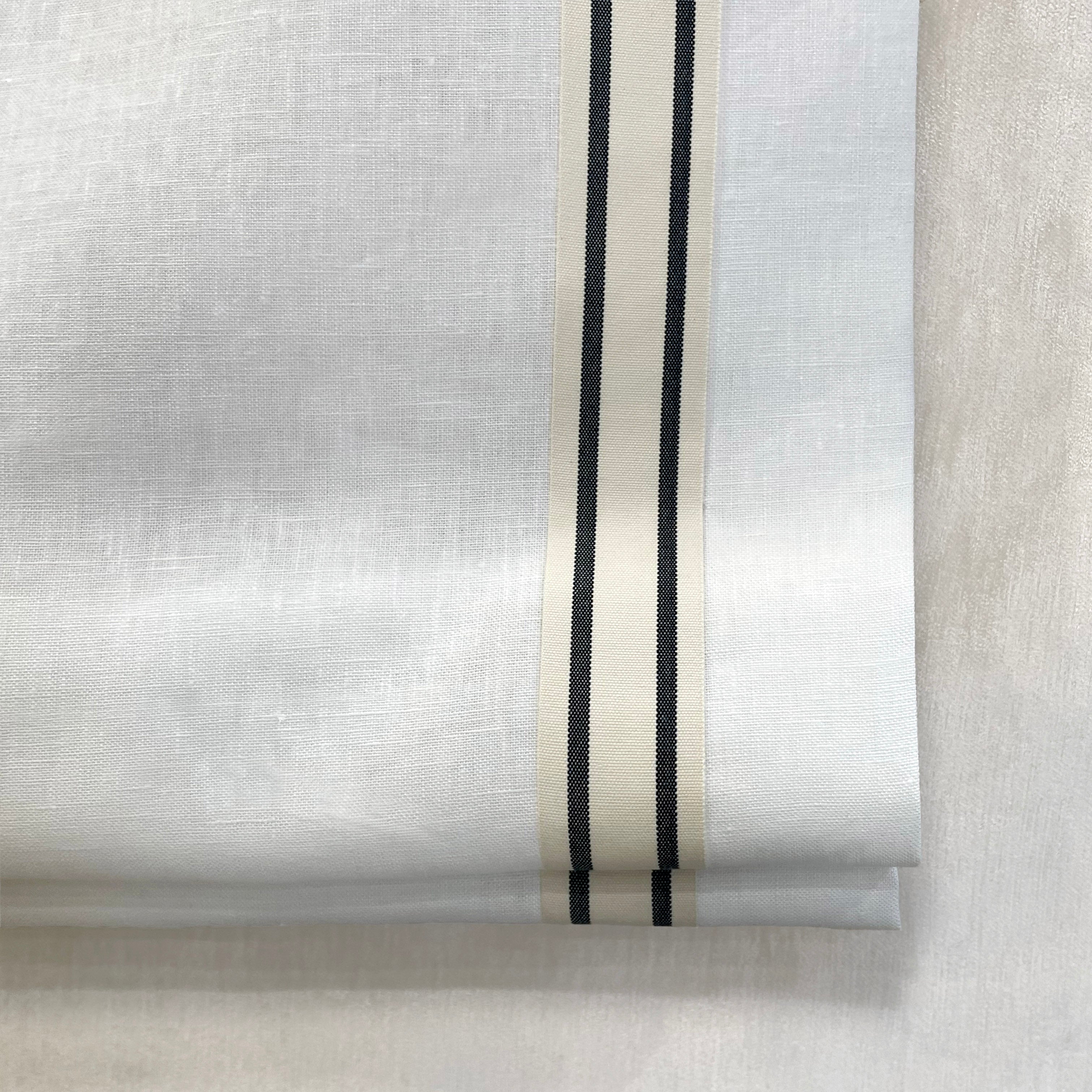 Black Striped Beige Decorative Trims 100% linen Custom Made Relaxed Roman Shade/CL1010