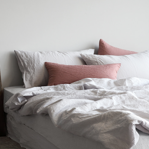 White Stonewashed Duvet Cover Set Organic 100% French Linen/CL1058 - Classic & Modern Home