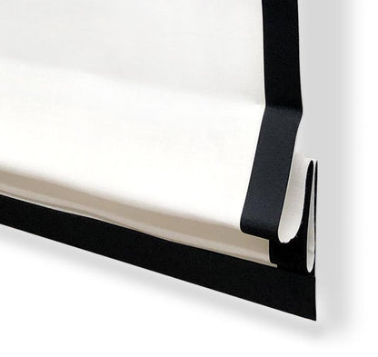 White Linen with Black Border Flat Roman Shade / CL1010 - Classic & Modern Home