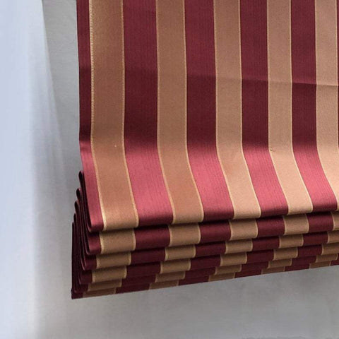 Pink 100% Linen Flat Roman Shades with Multi Pom Pom